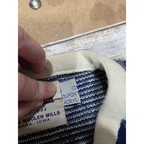 Amana Woolen Mills Blue Argyle Sweater Vest and Cardigan Set Mens Large Vintage
